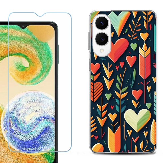 For Samsung Galaxy S25 Edge 5G Protective Shockproof Phone Case with Tempered Glass Screen Protector, by OneToughShield - Hearts n Arrows