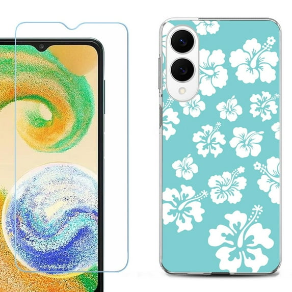 For Samsung Galaxy S25 Edge 5G Protective Shockproof Phone Case with Tempered Glass Screen Protector, by OneToughShield - Hibiscus Teal