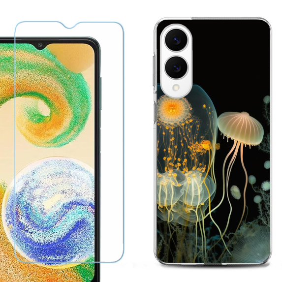 For Samsung Galaxy S25 Edge 5G Protective Shockproof Phone Case with Tempered Glass Screen Protector, by OneToughShield - Jellyfish