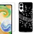 thumbnail image 1 of For Samsung Galaxy S25 Edge 5G Protective Shockproof Phone Case with Tempered Glass Screen Protector, by OneToughShield - Music Notes / Black, 1 of 4