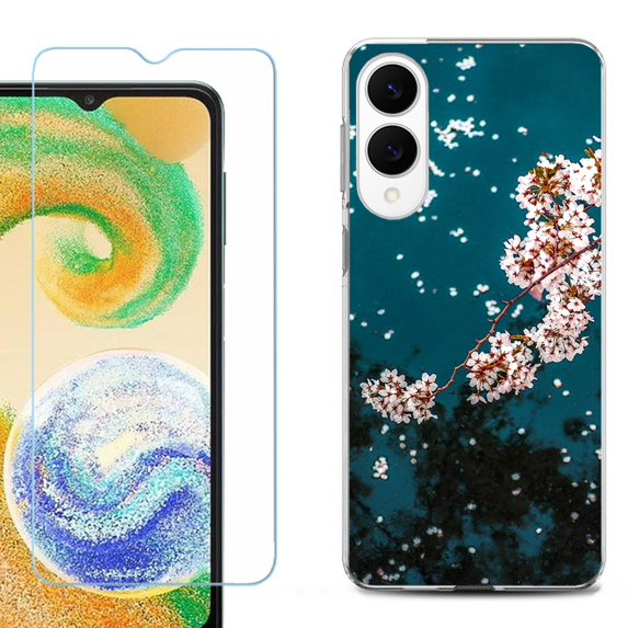 For Samsung Galaxy S25 Edge 5G Protective Shockproof Phone Case with Tempered Glass Screen Protector, by OneToughShield - Night Blossom