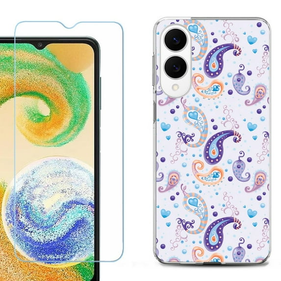 For Samsung Galaxy S25 Edge 5G Protective Shockproof Phone Case with Tempered Glass Screen Protector, by OneToughShield - Paisley Purple