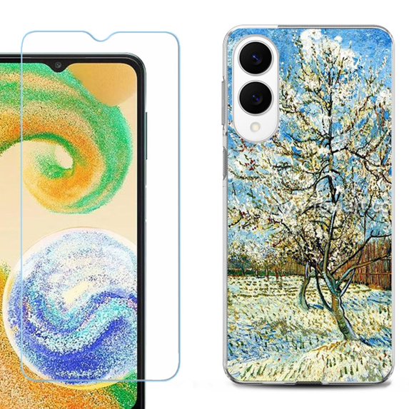 For Samsung Galaxy S25 Edge 5G Protective Shockproof Phone Case with Tempered Glass Screen Protector, by OneToughShield - Peach Tree Blossom