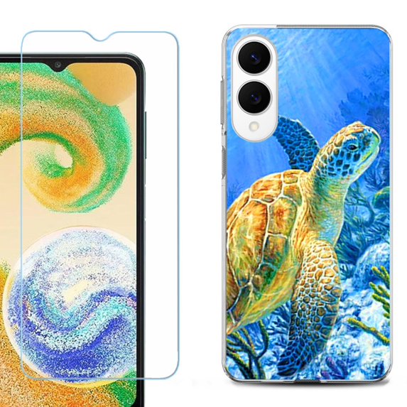 For Samsung Galaxy S25 Edge 5G Protective Shockproof Phone Case with Tempered Glass Screen Protector, by OneToughShield - Sea Turtle