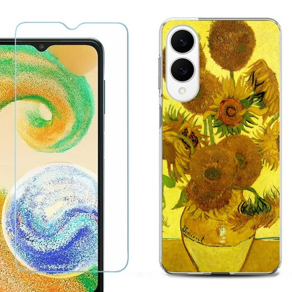 For Samsung Galaxy S25 Edge 5G Protective Shockproof Phone Case with Tempered Glass Screen Protector, by OneToughShield - Sunflower