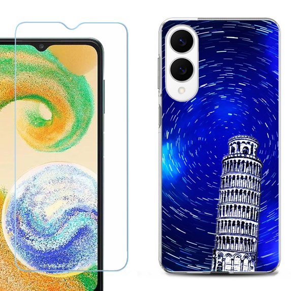 For Samsung Galaxy S25 Edge 5G Protective Shockproof Phone Case with Tempered Glass Screen Protector, by OneToughShield - Tower of Pisa