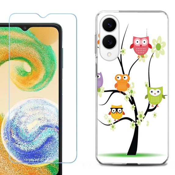 For Samsung Galaxy S25 Edge 5G Protective Shockproof Phone Case with Tempered Glass Screen Protector, by OneToughShield - Tree Owl