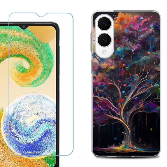 For Samsung Galaxy S25 Edge 5G Protective Shockproof Phone Case with Tempered Glass Screen Protector, by OneToughShield - Tree of Life