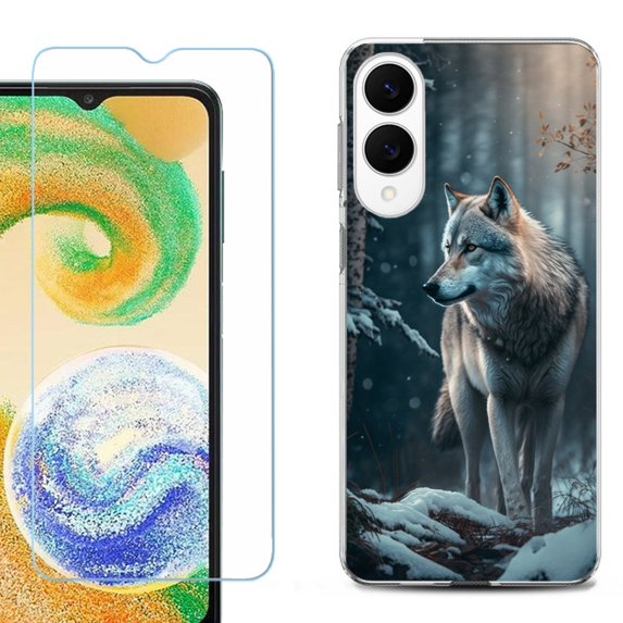 For Samsung Galaxy S25 Edge 5G Protective Shockproof Phone Case with Tempered Glass Screen Protector, by OneToughShield - Wolf Winter