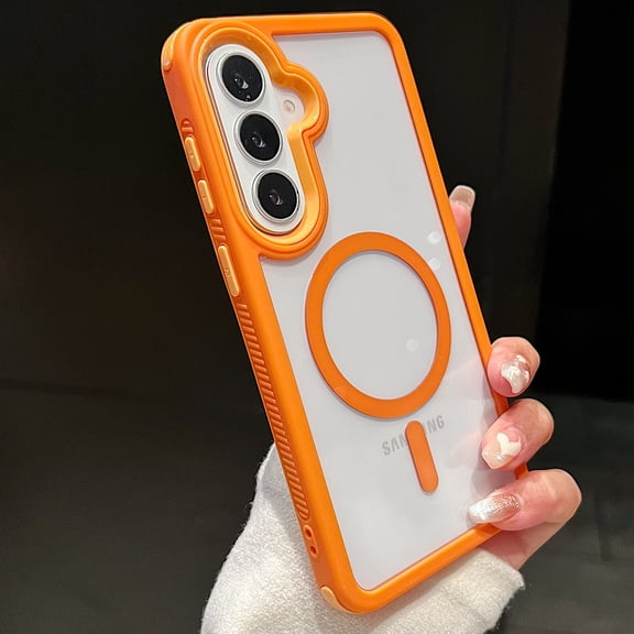 For Samsung Galaxy S25 FE Case, Strong Magnetic Attraction Slim Phone Cover, Matte Anti-Fingerprint Back with Enhanced Camera Protection