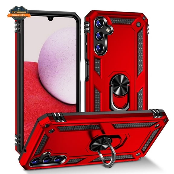 For Samsung Galaxy S25 FE /S25 Fan Edition Hybrid Ring Stand with Magnetic Back Mount Case Protector Cover [Red]