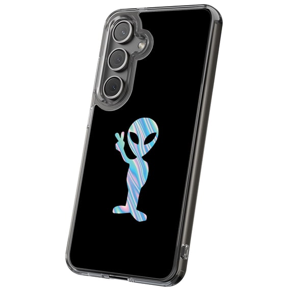 For Samsung Galaxy S25, Hybrid Clear, Alien Peace Print, USA