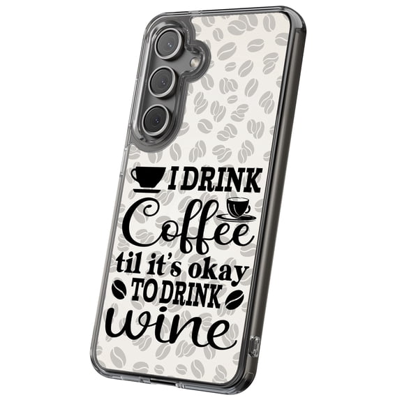 For Samsung Galaxy S25, Hybrid Clear, Coffee to Wine Print, USA