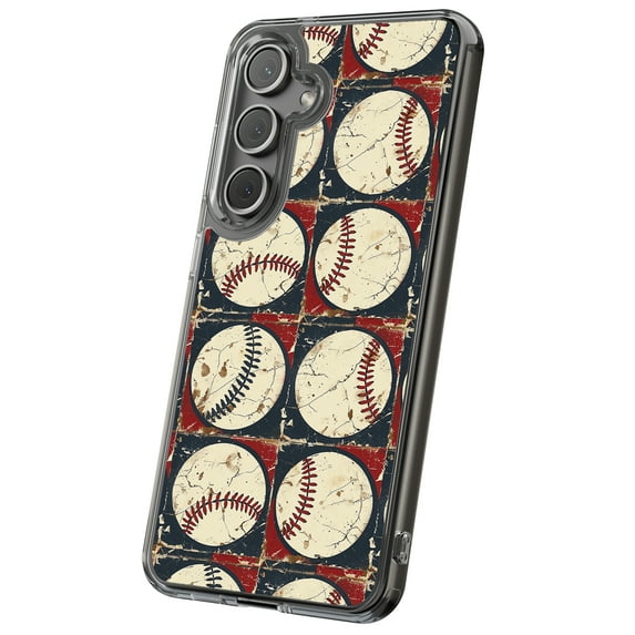 For Samsung Galaxy S25, Hybrid Clear, Old Baseballs 1 Print, USA