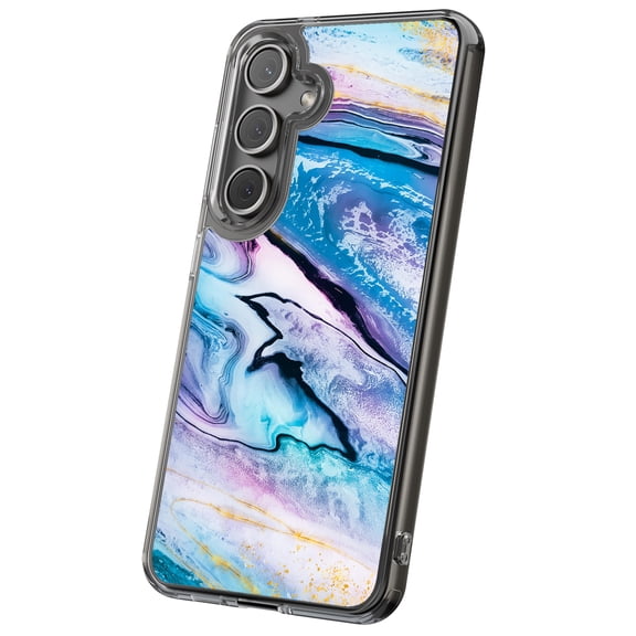 For Samsung Galaxy S25, Hybrid Clear, Opal Marble 15 Print, USA