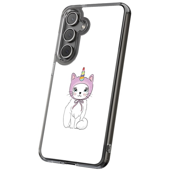 For Samsung Galaxy S25, Hybrid Clear, Unicorn Kitty Print, USA