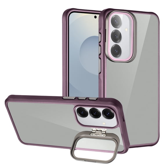 For Samsung Galaxy S25 Plus / Galaxy S24 Plus Flip Fold Camera Lens Protection Kickstand Shockproof Protective Hybrid Case Cover Purple
