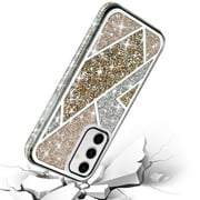 For Samsung Galaxy S25 /S24 Case, Cute Fancy Fashion Glitter Bling Case - Diamond Rhinestone Sparkly Hybrid Rugged TPU Bumper Phone Cover Gold