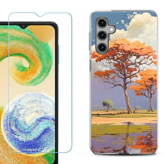 For Samsung Galaxy S25+ / S25 Plus 5G Phone Case Cover, Shockproof Case with Tempered Glass Screen Protector, by OneToughShield - Autumn Tree