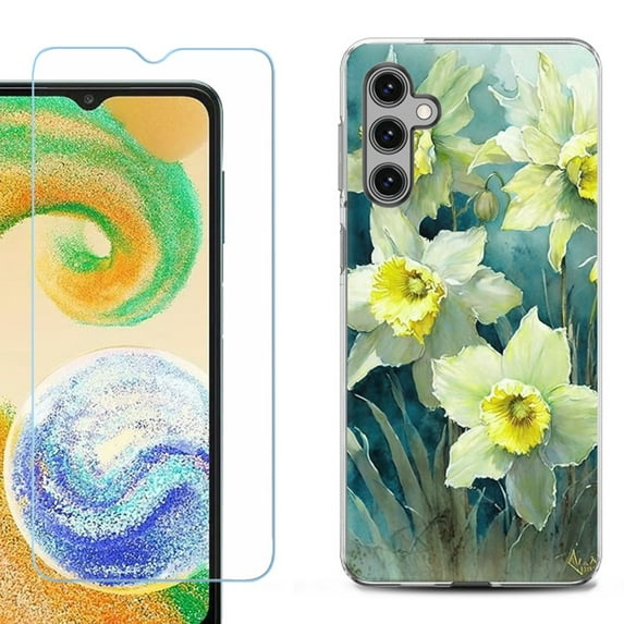 For Samsung Galaxy S25+ / S25 Plus 5G Phone Case Cover, Shockproof Case with Tempered Glass Screen Protector, by OneToughShield - Daffodils