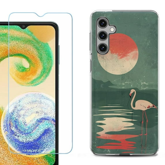For Samsung Galaxy S25+ / S25 Plus 5G Phone Case Cover, Shockproof Case with Tempered Glass Screen Protector, by OneToughShield - Flamingo Sunset