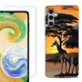 thumbnail image 1 of For Samsung Galaxy S25+ / S25 Plus 5G Phone Case Cover, Shockproof Case with Tempered Glass Screen Protector, by OneToughShield - Giraffe Sunset, 1 of 4