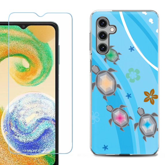 For Samsung Galaxy S25+ / S25 Plus 5G Phone Case Cover, Shockproof Case with Tempered Glass Screen Protector, by OneToughShield - Happy Turtle
