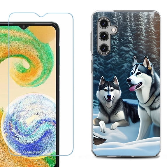 For Samsung Galaxy S25+ / S25 Plus 5G Phone Case Cover, Shockproof Case with Tempered Glass Screen Protector, by OneToughShield - Husky Snow