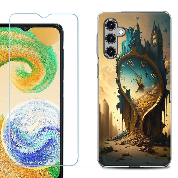 For Samsung Galaxy S25+ / S25 Plus 5G Phone Case Cover, Shockproof Case with Tempered Glass Screen Protector, by OneToughShield - Melting Clock