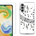 thumbnail image 1 of For Samsung Galaxy S25+ / S25 Plus 5G Phone Case Cover, Shockproof Case with Tempered Glass Screen Protector, by OneToughShield - Music Notes / White, 1 of 4