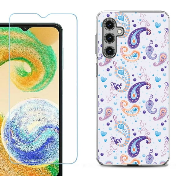 For Samsung Galaxy S25+ / S25 Plus 5G Phone Case Cover, Shockproof Case with Tempered Glass Screen Protector, by OneToughShield - Paisley Purple