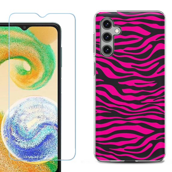 For Samsung Galaxy S25+ / S25 Plus 5G Phone Case Cover, Shockproof Case with Tempered Glass Screen Protector, by OneToughShield - Zebra Pink