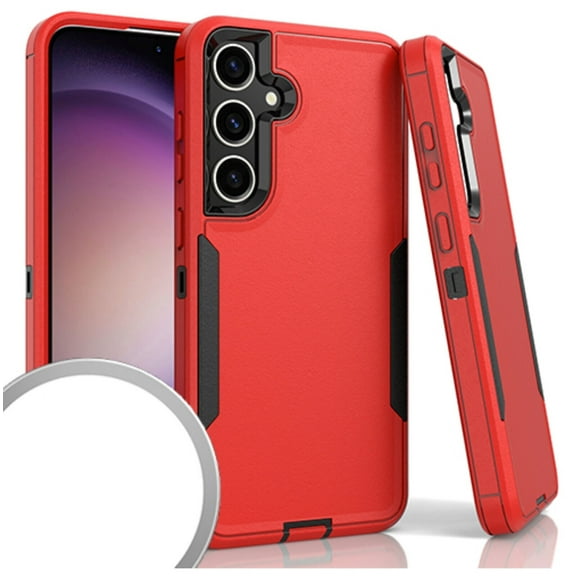 For Samsung Galaxy S25 SM-S931 6.2 Slim Tough Hybrid Cell Phone Cover Case - Red