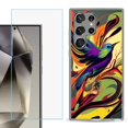 thumbnail image 1 of For Samsung Galaxy S25 Ultra 5G Phone Case Cover with Tempered Glass Screen Protector, by OneToughShield - Abstract Bird, 1 of 4
