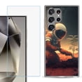 thumbnail image 1 of For Samsung Galaxy S25 Ultra 5G Phone Case Cover with Tempered Glass Screen Protector, by OneToughShield - Astronaut Planting, 1 of 4