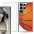 thumbnail image 1 of For Samsung Galaxy S25 Ultra 5G Phone Case Cover with Tempered Glass Screen Protector, by OneToughShield - Basketball, 1 of 4