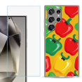 thumbnail image 1 of For Samsung Galaxy S25 Ultra 5G Phone Case Cover with Tempered Glass Screen Protector, by OneToughShield - Bell Pepper, 1 of 4