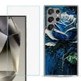 thumbnail image 1 of For Samsung Galaxy S25 Ultra 5G Phone Case Cover with Tempered Glass Screen Protector, by OneToughShield - Blue Rose, 1 of 4