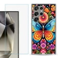 thumbnail image 1 of For Samsung Galaxy S25 Ultra 5G Phone Case Cover with Tempered Glass Screen Protector, by OneToughShield - Butterfly Garden, 1 of 4