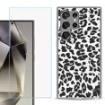 thumbnail image 1 of For Samsung Galaxy S25 Ultra 5G Phone Case Cover with Tempered Glass Screen Protector, by OneToughShield - Cheetah B/W, 1 of 4