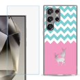 thumbnail image 1 of For Samsung Galaxy S25 Ultra 5G Phone Case Cover with Tempered Glass Screen Protector, by OneToughShield - Chevron/Teal/Deer, 1 of 4