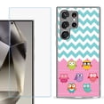 thumbnail image 1 of For Samsung Galaxy S25 Ultra 5G Phone Case Cover with Tempered Glass Screen Protector, by OneToughShield - Chevron/Teal/Owl, 1 of 4