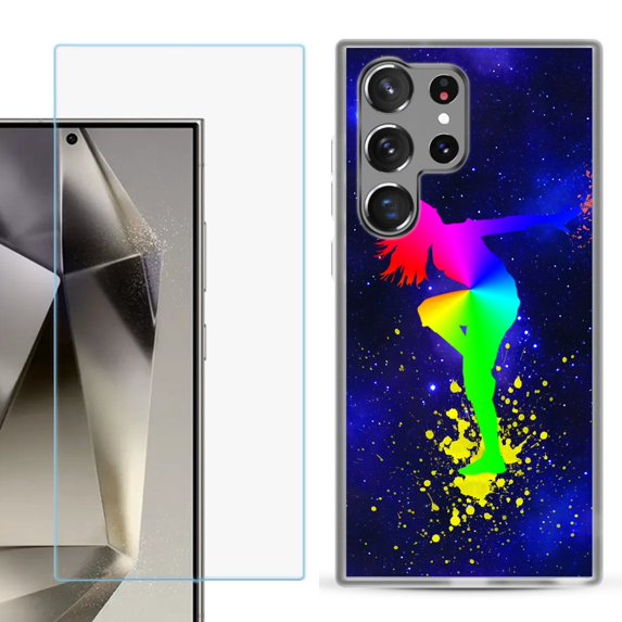 For Samsung Galaxy S25 Ultra 5G Phone Case Cover with Tempered Glass Screen Protector, by OneToughShield - Cosmos Dance