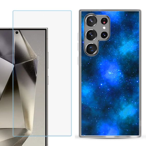 For Samsung Galaxy S25 Ultra 5G Phone Case Cover with Tempered Glass Screen Protector, by OneToughShield - Cosmos/Stars