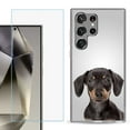 thumbnail image 1 of For Samsung Galaxy S25 Ultra 5G Phone Case Cover with Tempered Glass Screen Protector, by OneToughShield - Dachshund Face, 1 of 4