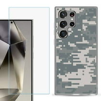 For Samsung Galaxy S25 Ultra 5G Phone Case Cover with Tempered Glass Screen Protector, by OneToughShield - Digital Camo