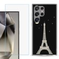 thumbnail image 1 of For Samsung Galaxy S25 Ultra 5G Phone Case Cover with Tempered Glass Screen Protector, by OneToughShield - Eiffel Tower Moon, 1 of 4