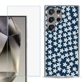 thumbnail image 1 of For Samsung Galaxy S25 Ultra 5G Phone Case Cover with Tempered Glass Screen Protector, by OneToughShield - Flower/Blue, 1 of 4