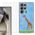 thumbnail image 1 of For Samsung Galaxy S25 Ultra 5G Phone Case Cover with Tempered Glass Screen Protector, by OneToughShield - Giraffe/Balloon, 1 of 4