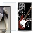 thumbnail image 1 of For Samsung Galaxy S25 Ultra 5G Phone Case Cover with Tempered Glass Screen Protector, by OneToughShield - Guitar Red, 1 of 4